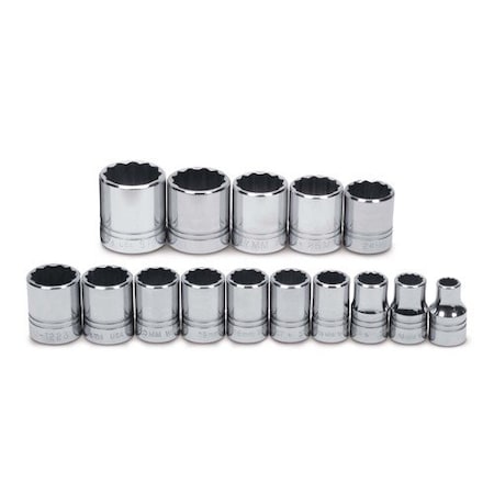 Williams Metric 1/2in. Dr Impact Socket Set, 15 Pcs, Size: 10MM - 32MM MSS-15SRC